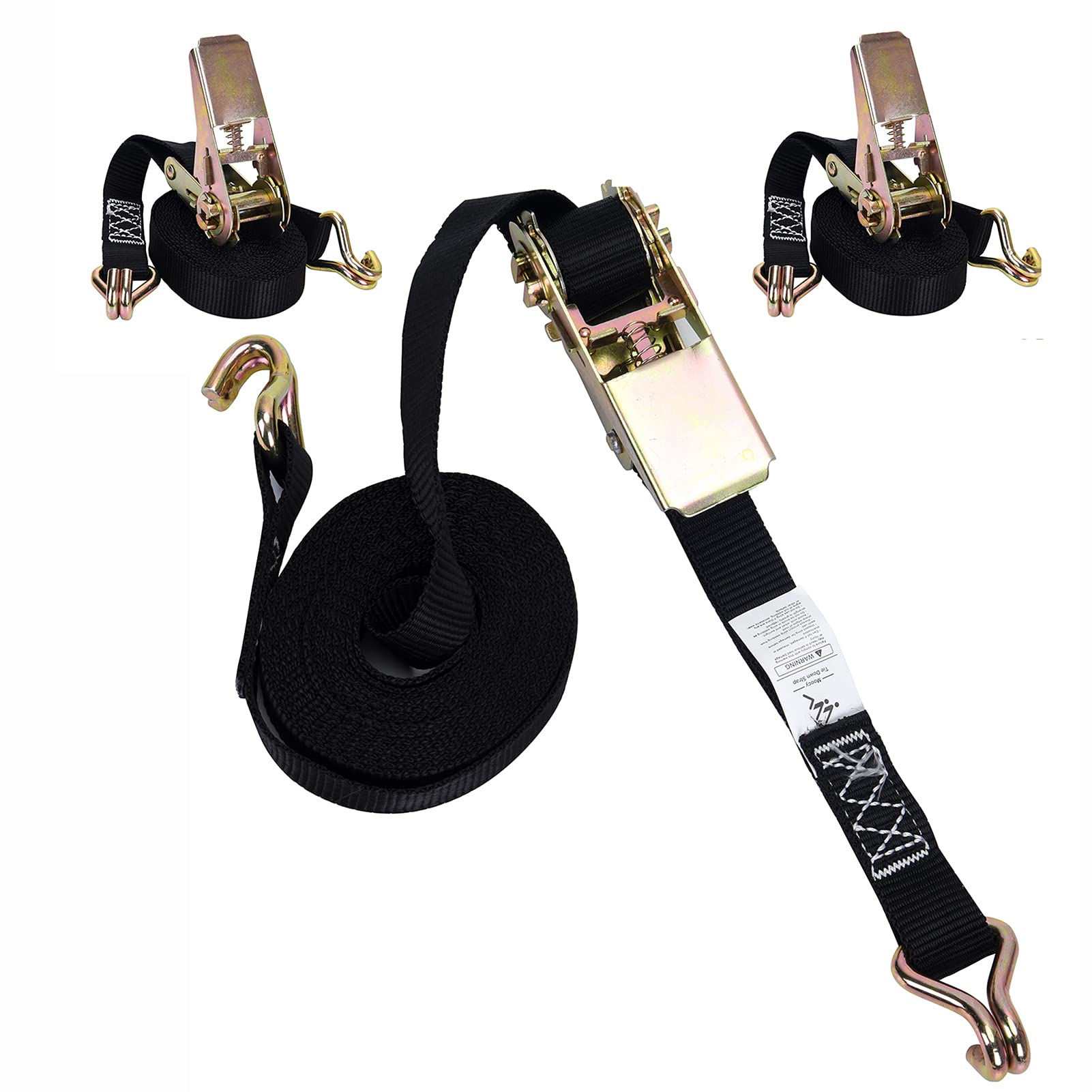 Buy 2 Pcs Stainless Steel Ratchet Straps with Hooks 25mm, Black Cam