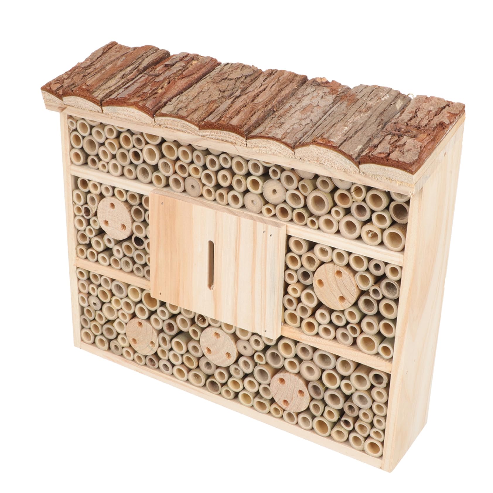 Luxshiny Casetta in Legno Stile Casetta per Insetti Beige per Giardino, Attrae e Api, Mantiene L’ecologia del Giardino Design Decorativo Naturale