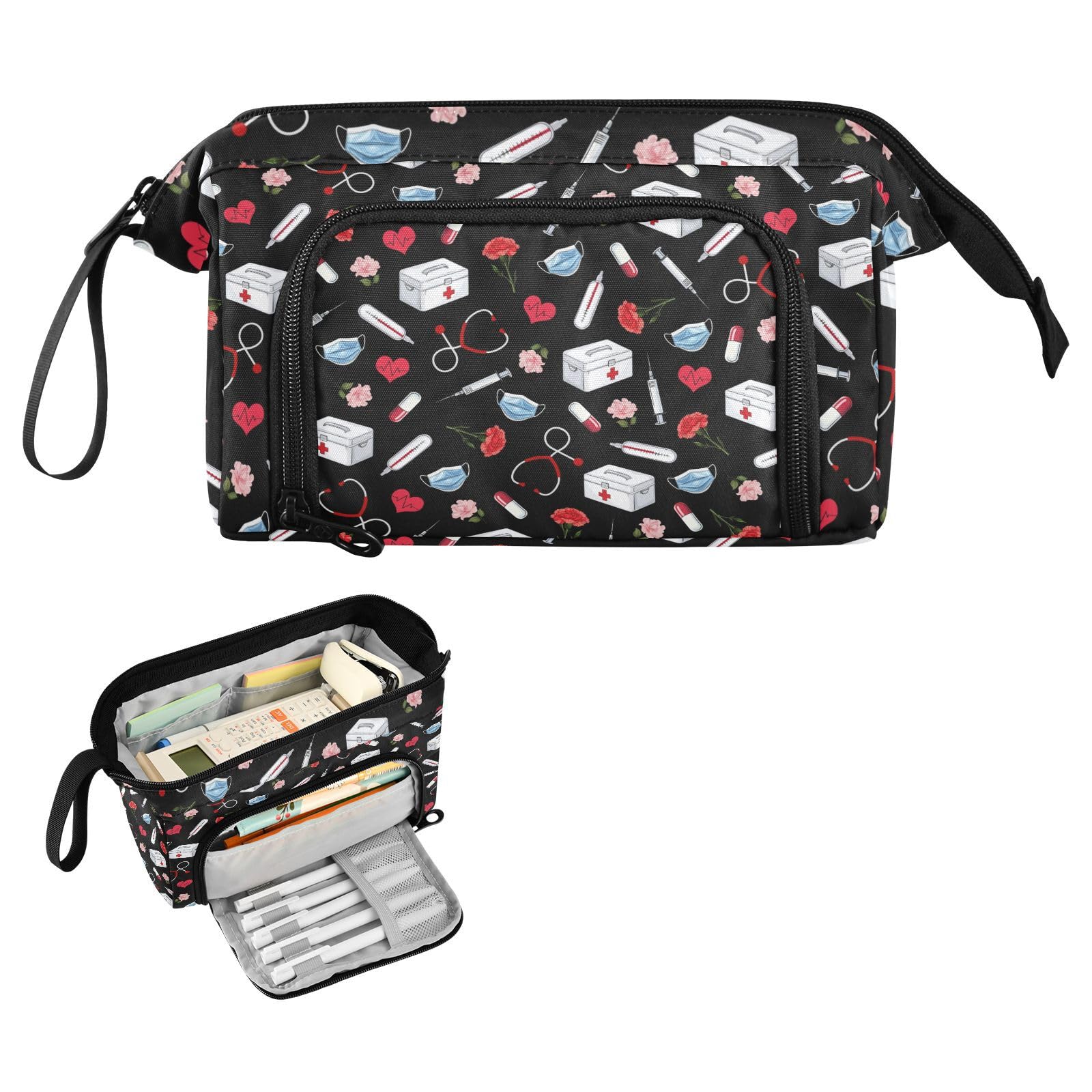 Nurse Print Big Capacity Pencil Pen Case Large Pencil Pouch