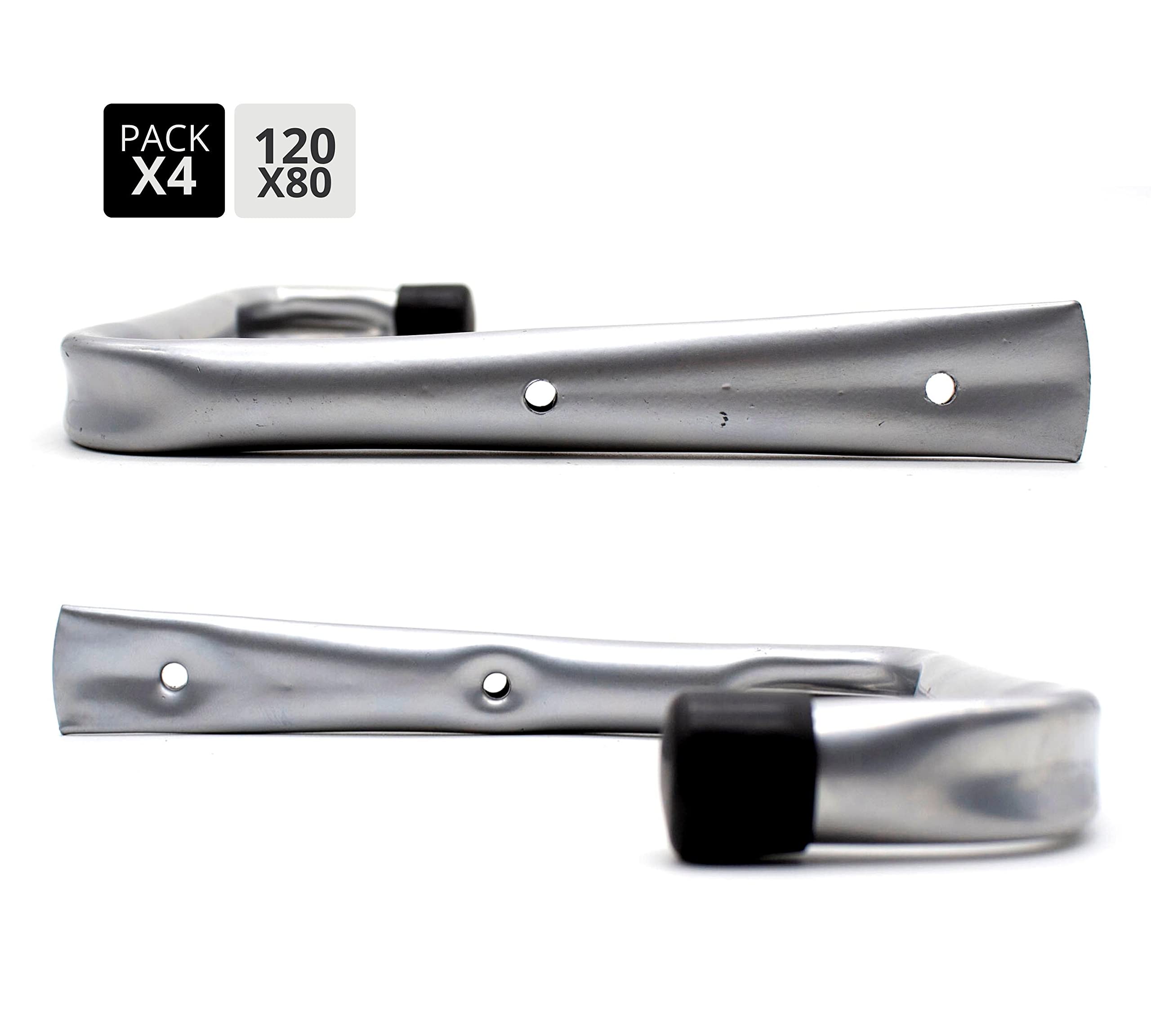 DOJA Barcelona | Ganci a U per Muro | 4 Ganci Bicicletta Muro Semplici | 120x80x55mm | Acciaio Zincato | Appendi Bici da Parete, Supporto da Parete per Kayak, Staffe Porta Attrezzature Sportive