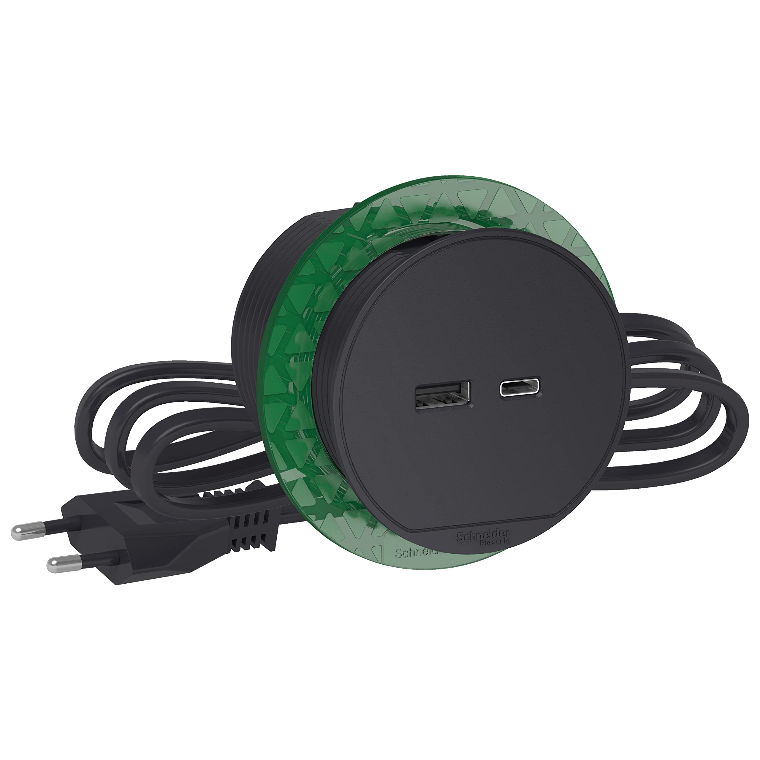 Schneider Electric - Unica System+ - bloc de prise à encastrer XS - USB A+C - câble 2m - anthracite - INS44009