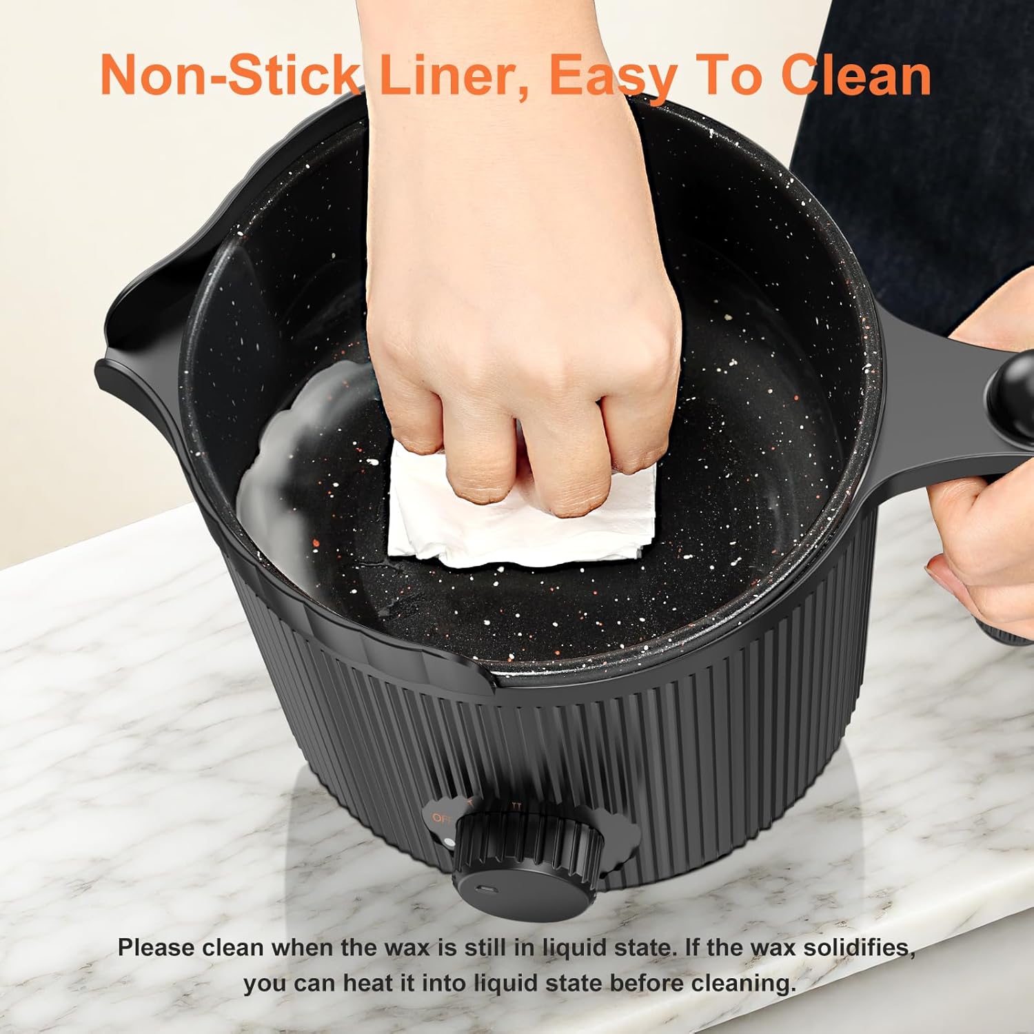 Candle Wax Melter with Pour Spout, Candle Making Kit for Adult Beginners, for Candle Making, Set Includes Wax Melting Pot, Stirring Spoon, Thermometer, Wick, Wick sticker and Centering Device - Black