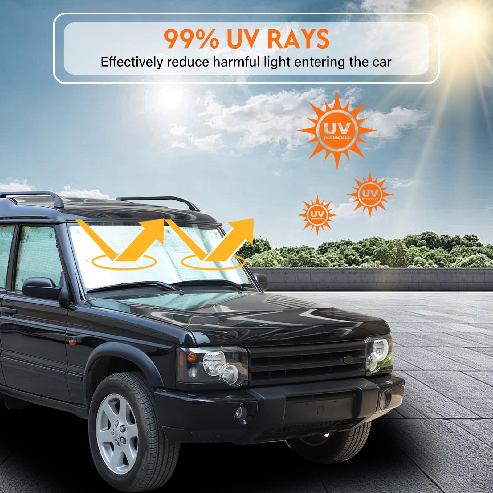 Parasol para parabrisas de coche compatible con LR Discovery 2 L318 1998-2003, parasol plegable para ventana trasera, cubierta de sombra de ventana trasera bloquea los rayos UV y mantiene el vehículo