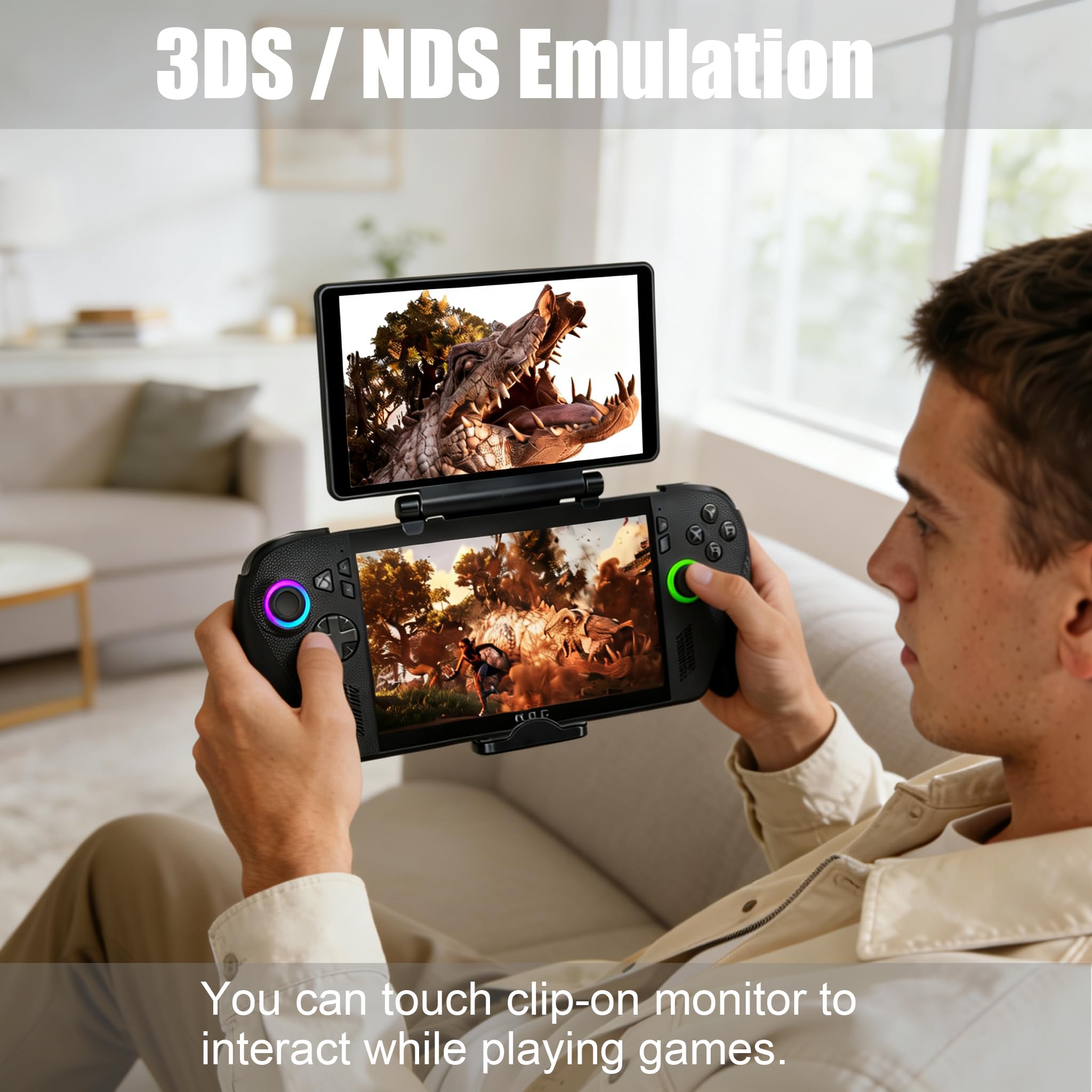 wisecoco 7-calowy monitor AMOLED Clip-on dla ROG Ally/Ally X/Xbox Ally/ROG Handhelds replikuje rozgrywkę 3DS/NDS 1080P FHD ekran dotykowy zewnętrzny monitor bez użycia narzędzi USB-C połączenie z