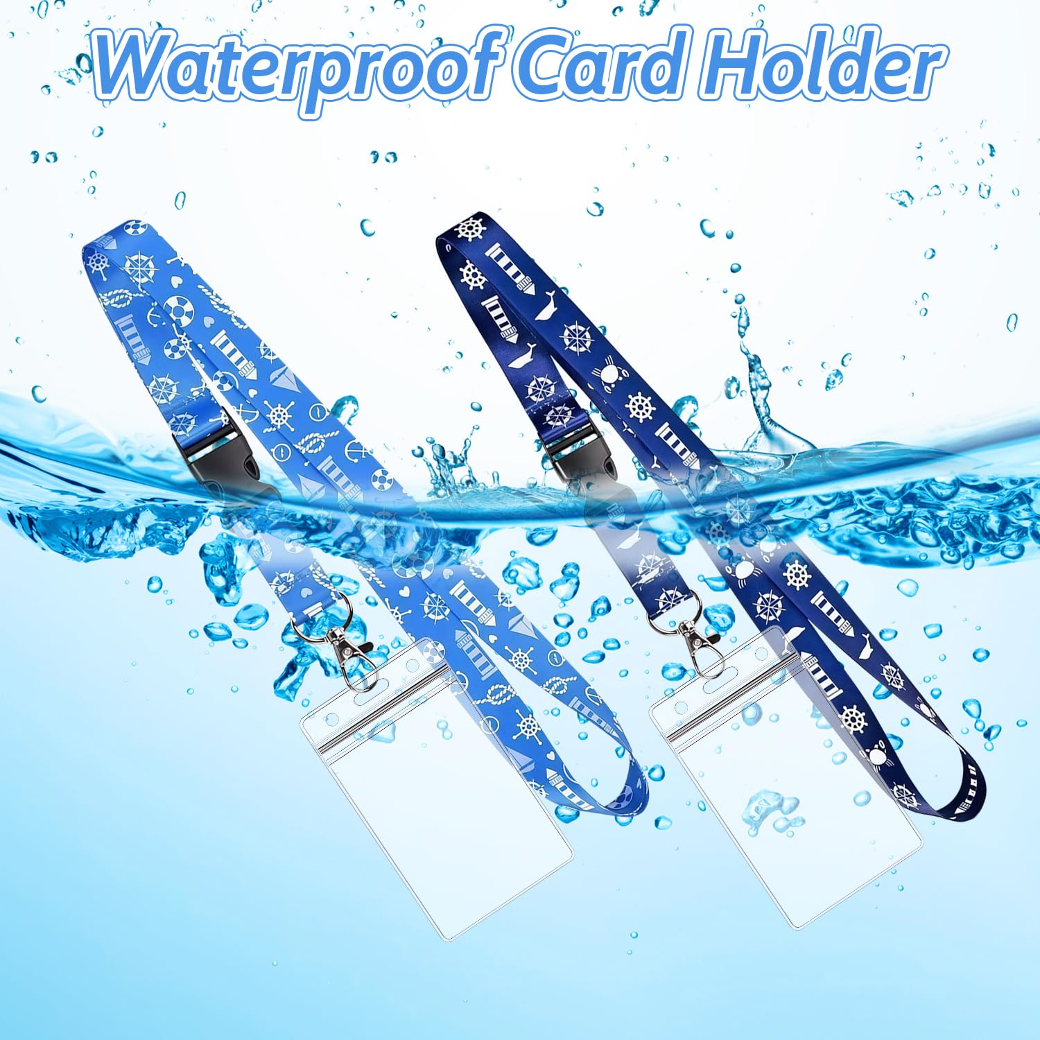 Pack de 2 cordones para crucero con tarjetero transparente impermeable, correa desmontable, soporte de identificación para tarjetas de crucero, oficina, escuela