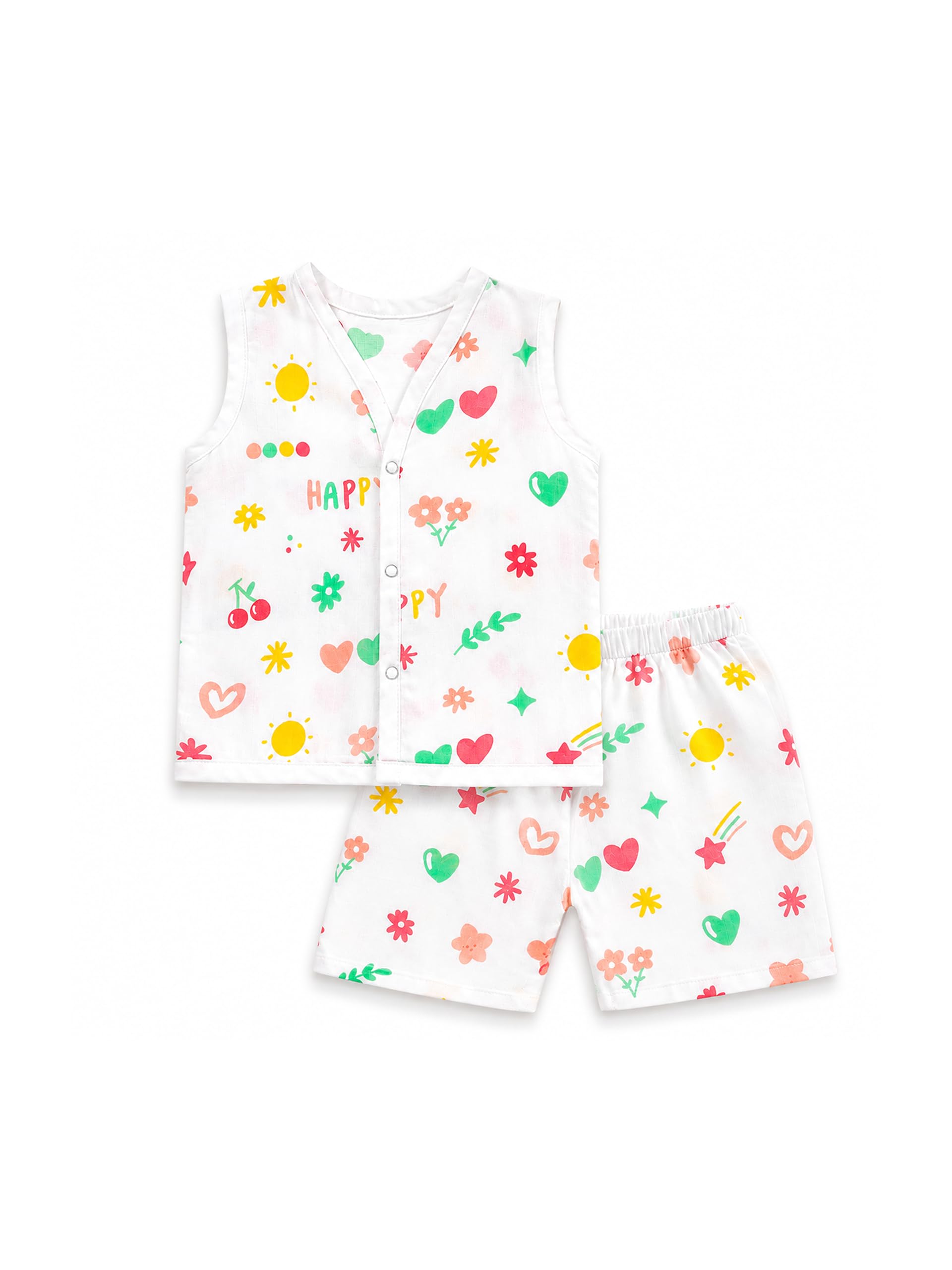Premium Muslin Baby Co-Ord Set, Soft Cotton Top & Shorts, Lightweight, Breathable, Skin-Friendly.-image-20