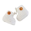 LOVE CROCHET ART Unisex Baby Handmade Crochet Baby Shoes Baby Booties Knitted Booties (White, 6-12 Month) gallery image