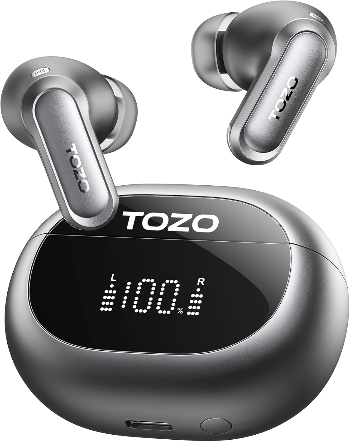 TOZO Active Noise Cancelling Wireless Earbuds, LDAC Hi-Res Sound Bluetooth Headphones, 6 Mics AI Call Ear Buds 80H Playtime, Dual Pairing, 32 EQ via App, IPX8 Waterproof, Wireless Charging Case
