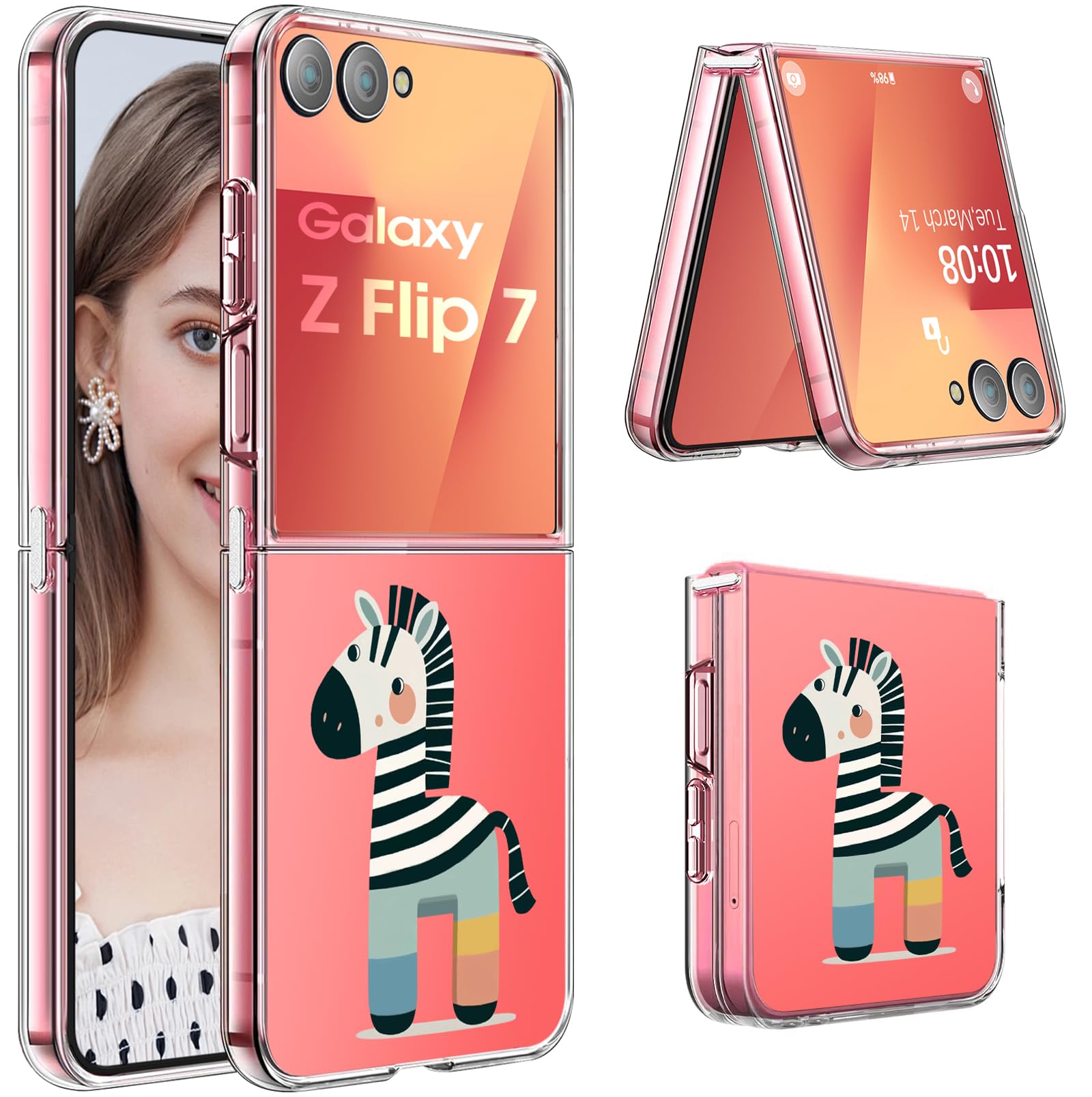 for Samsung Z Flip 7 Case Crystal Clear Cute Animal Patterns Soft TPU Scratch-Resistant Slim Protection Cover for Samsung Galaxy Z Flip 7 Phone Case