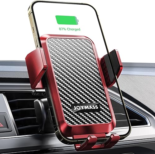 JOYMASS - Cargador inalámbrico para automóvil, carga rápida de 15 W, con sujeción automática, soporte para teléfono celular, soporte de ventilación