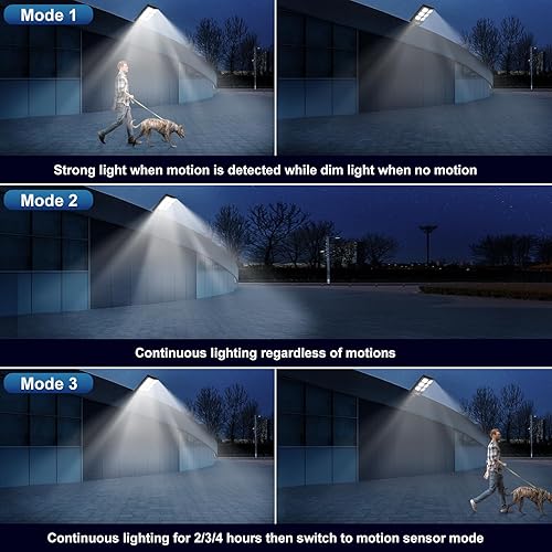 Miniatura 2 de Luces solares para exteriores, 8000LM 360 luces LED con sensor de movimiento, luz de calle solar del atardecer al amanecer con control remoto,