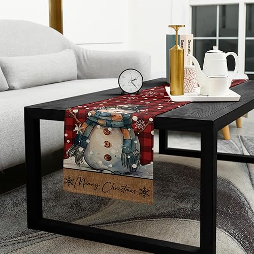 Miniatura 5 de Christmas, Cotton Linen Long Table Runner 13 x 108 inch Non-slip Rectangular Kitchen Coffee Dining Table Decor for Wedding Party Holiday Dinner