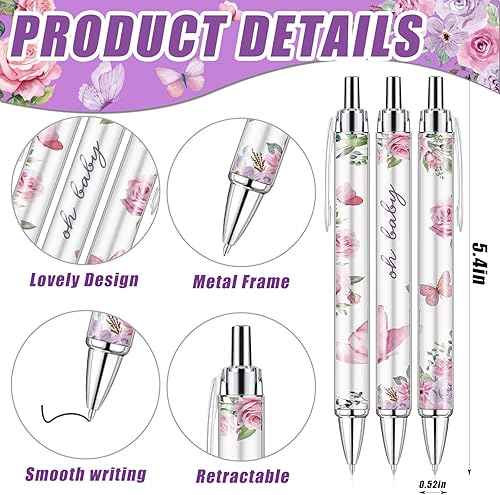 Miniatura 9 de EYNDYN 145 piezas de regalos de baby shower para invitados, bolígrafos y llaveros para baby shower, regalos a granel, bolígrafos retráctiles para