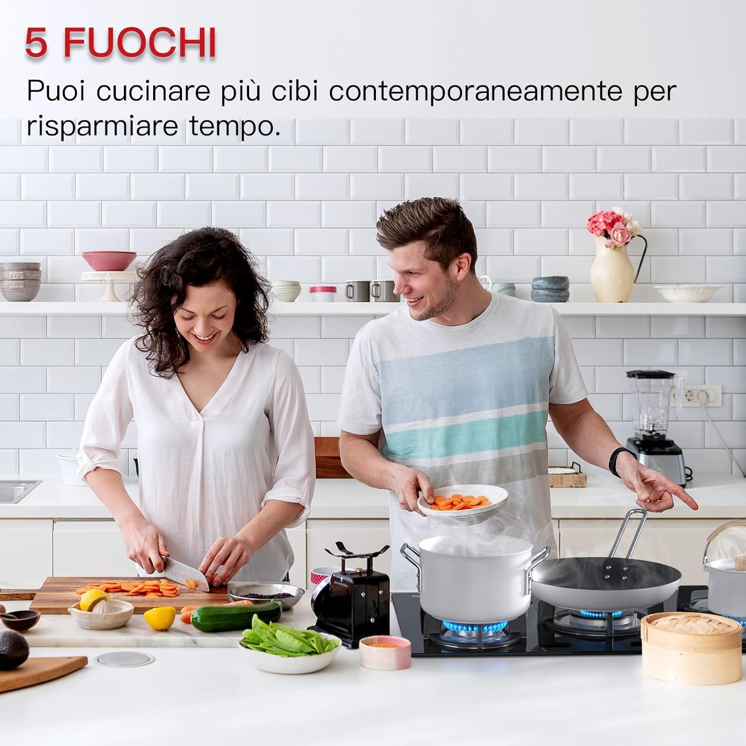 Piano cottura a gas 5 fuochi, piano cottura da incasso, gas metano/propano Piano cottura a gas 5 fuochi, piano cottura da incasso, gas metano/propano