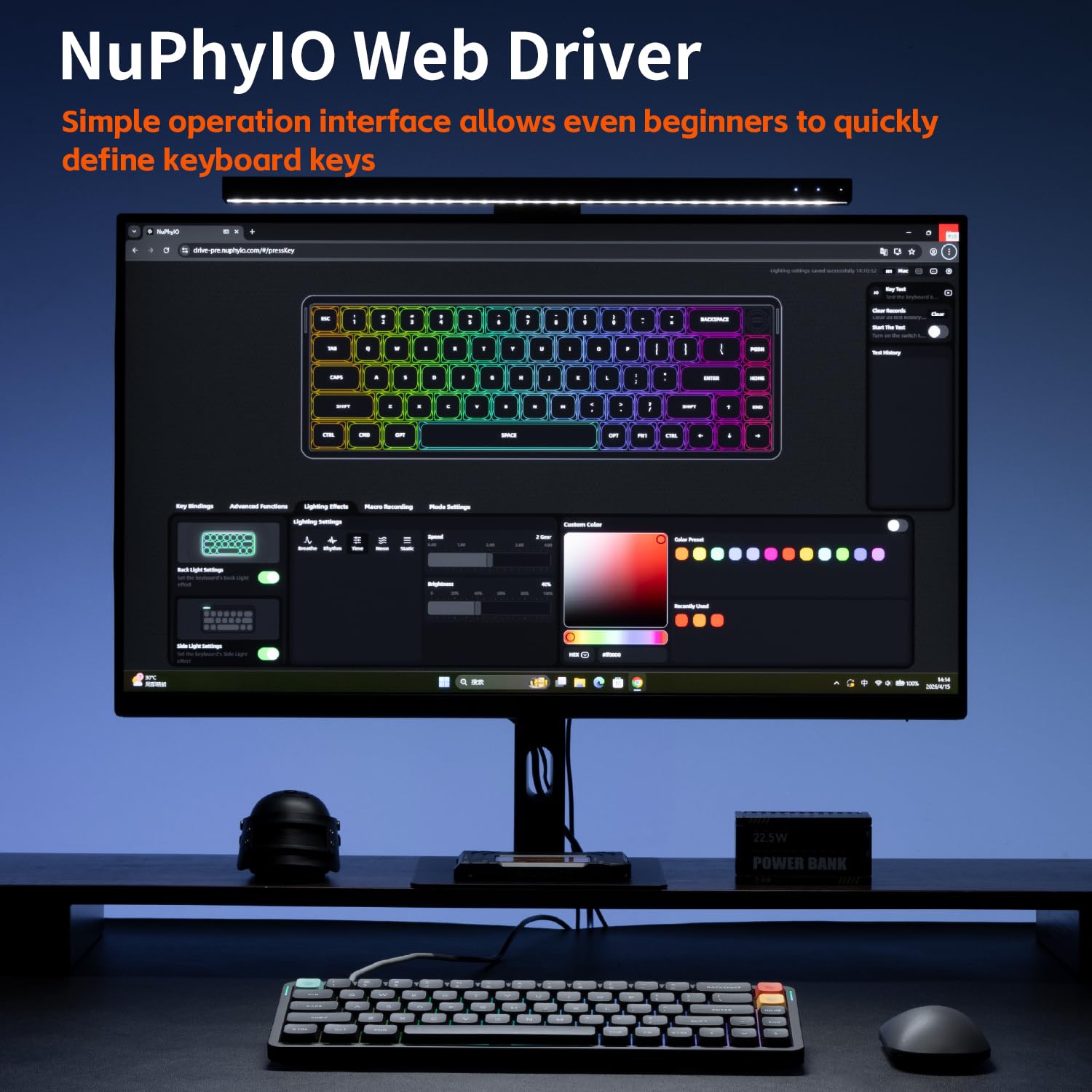 NuPhy Air65 V3 - Tastiera meccanica wireless sostituibile a caldo, 68 tasti, a basso profilo, con pulsante multifunzione, illuminazione RGB, supporta Bluetooth/2,4 GHz/USB-C (layout americano)