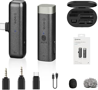 Boya BY-WM3U Wireles Lavalier Microphone, with USB-C,3.5mm TRS & TRRS adapters, Compatible with Android Type-C smartphones,tablets,Windows/Mac PC,DSLRs