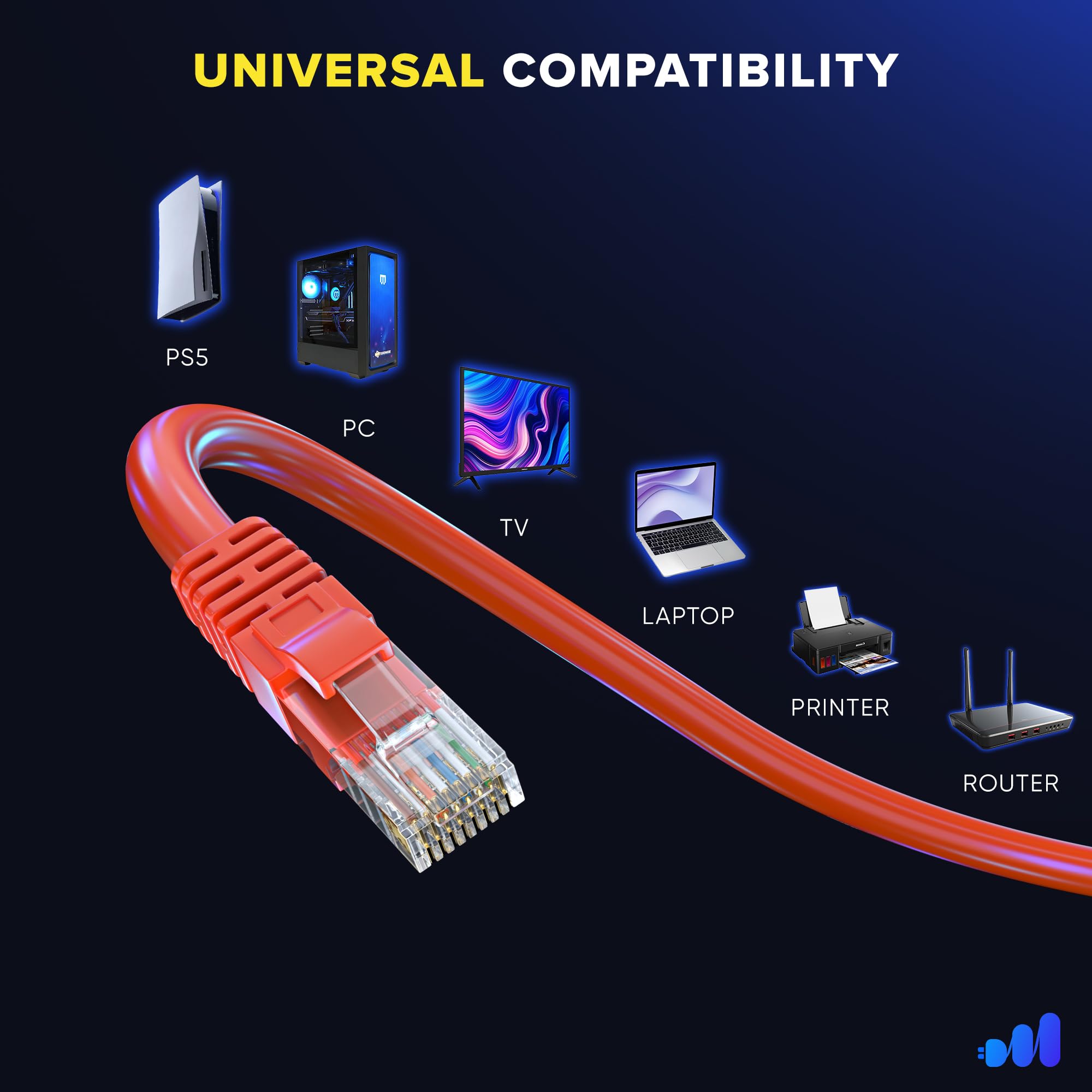 Maximm CAT-6 Câble Ethernet – 200 Pieds 200 feet Orange