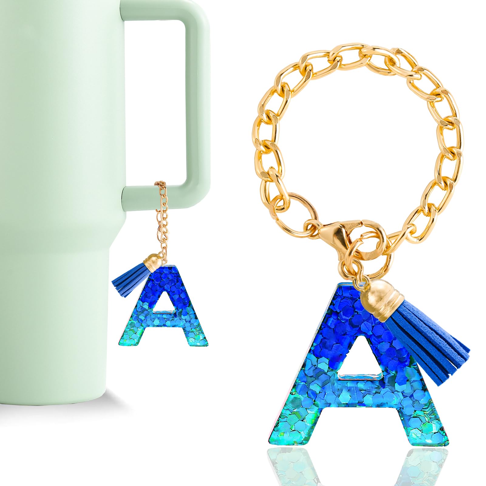 Letter Charm Accessories for Stanley Cup 1 PCS Cute Initial Keychain Handle Charm for Stanley Tumbler for Women