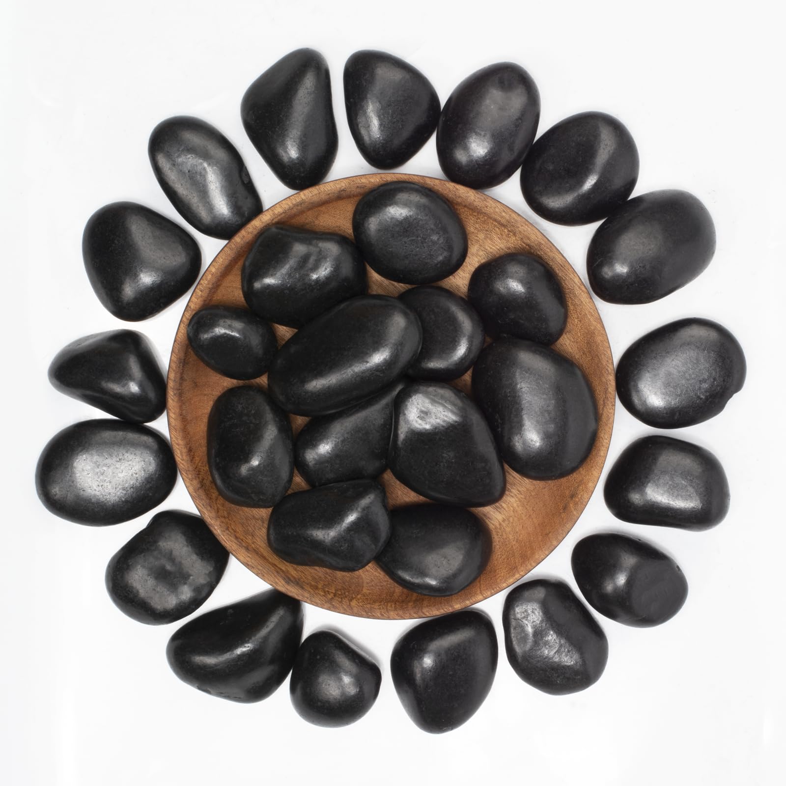 40 Lbs Black River Rocks - Large Polished Black Pebbles for Plants &amp; Garden Decorative Stones，1-2" Polished Pebbles for Landscaping, Fish Tanks, Flower Pots, Water Fountains