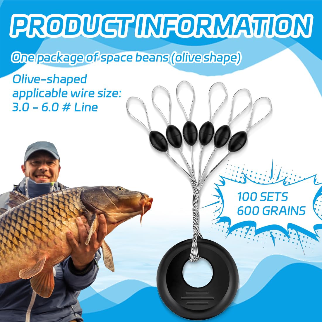 100 Pezzi Stopper Pesca, Tappi Di Gomma Per Pesca 6 In 1 Perline Di Gomma Da Pesca, Piccoli Fermi Per La Pesca Alla Trota, Per La Pesca, Linea Stopper Da Pesca E Affondamento, Ovali(L)