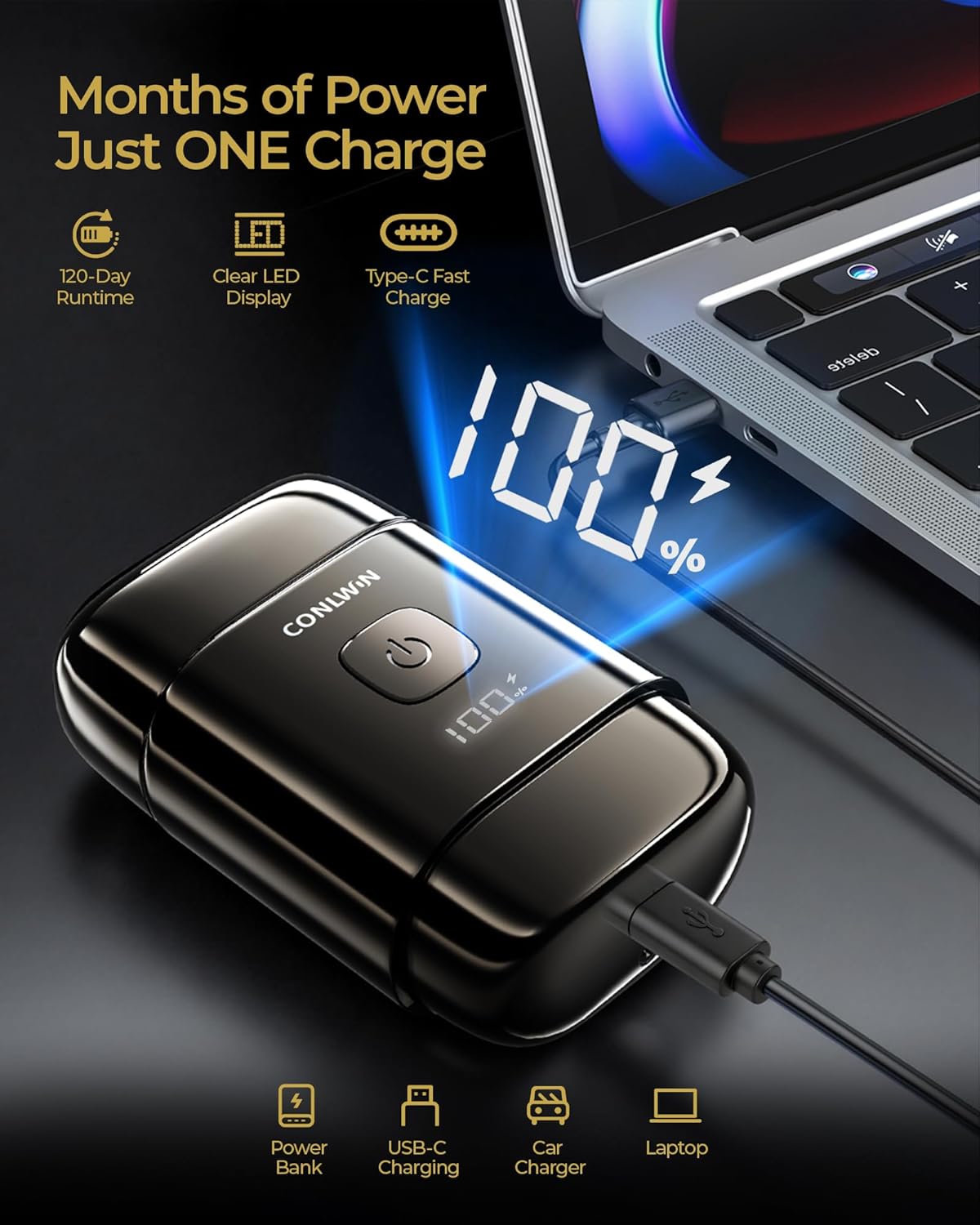 Electric Foil Shavers for Men, Self-Clean Mini Electric Razor with 3D Floating Blades, Travel Shaver with 2-Way Magnetic Cap, USB-C Fast Charge, Waterproof Wet/Dry for Face, Beard & Neck