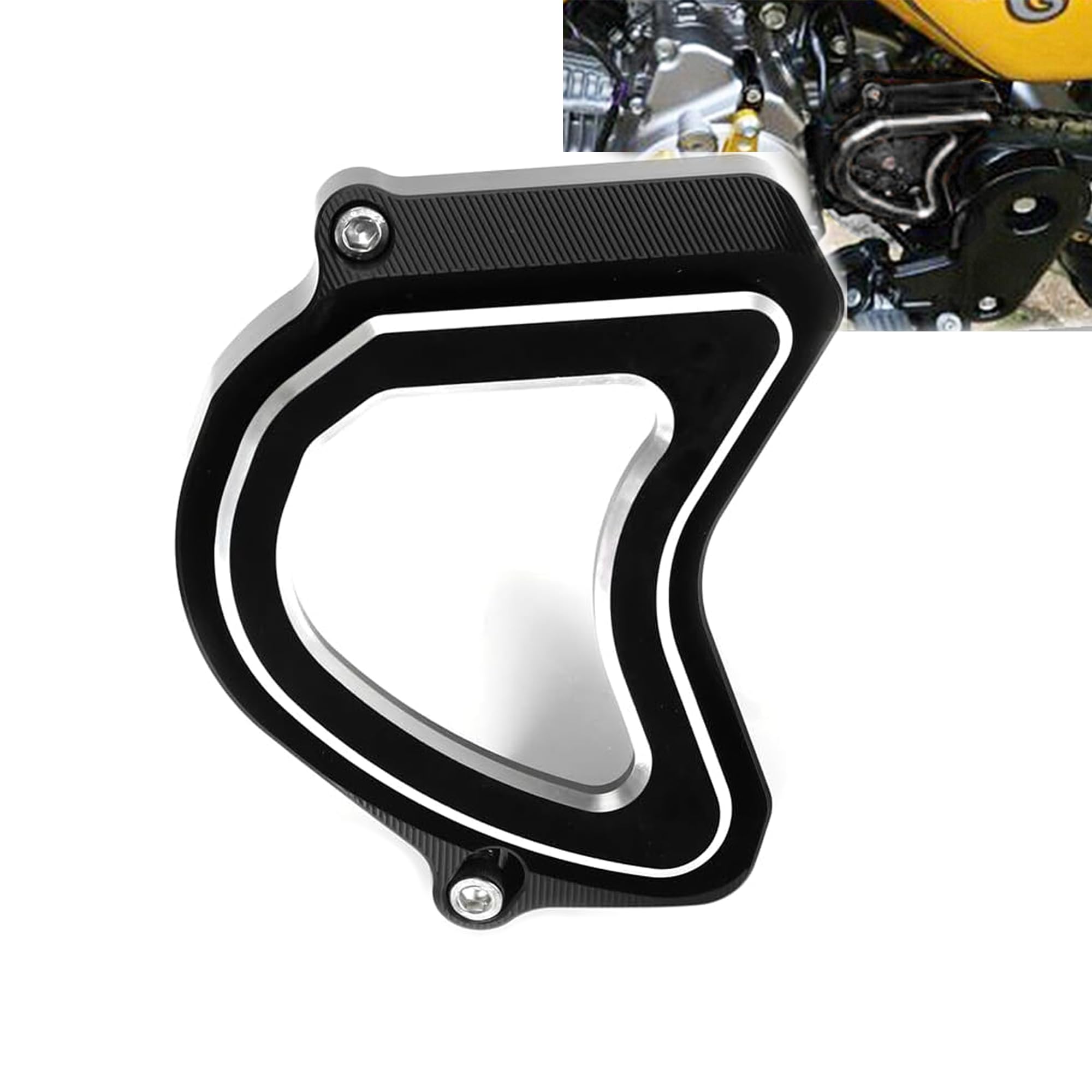 Monkey 125 Acrylic Front Sprocket Cover Compatible with Monkey 125/Dax 125/ST125/Trail 125/CT125/Super CUB C125 2018-2024 GROM 125 2022-2024 3D Carving CNC Motorcycle Sprocket Protective Shell (Black)