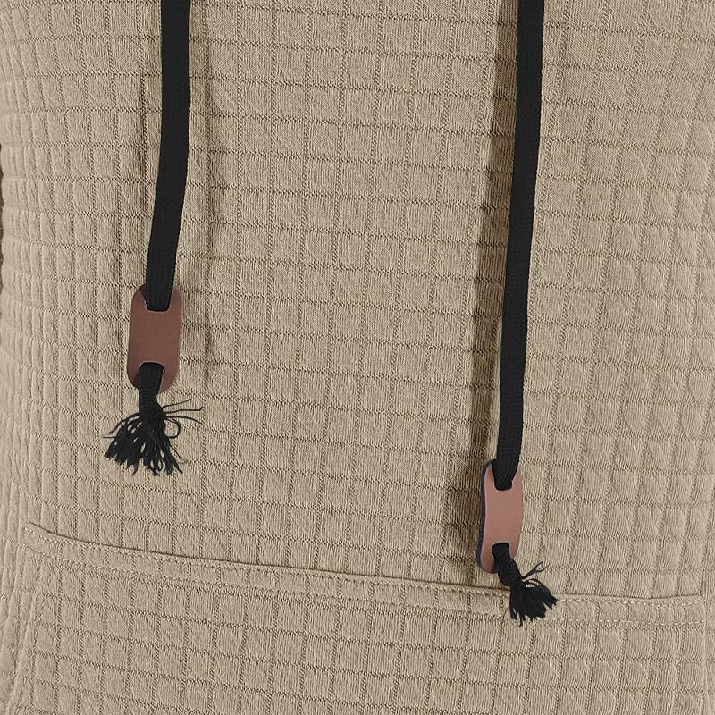 Men's Waffle Sweatshirt - Autumn Winter Hooded Pullover Loose Fit Casual Wear for Vacation Daily Life - Image 3