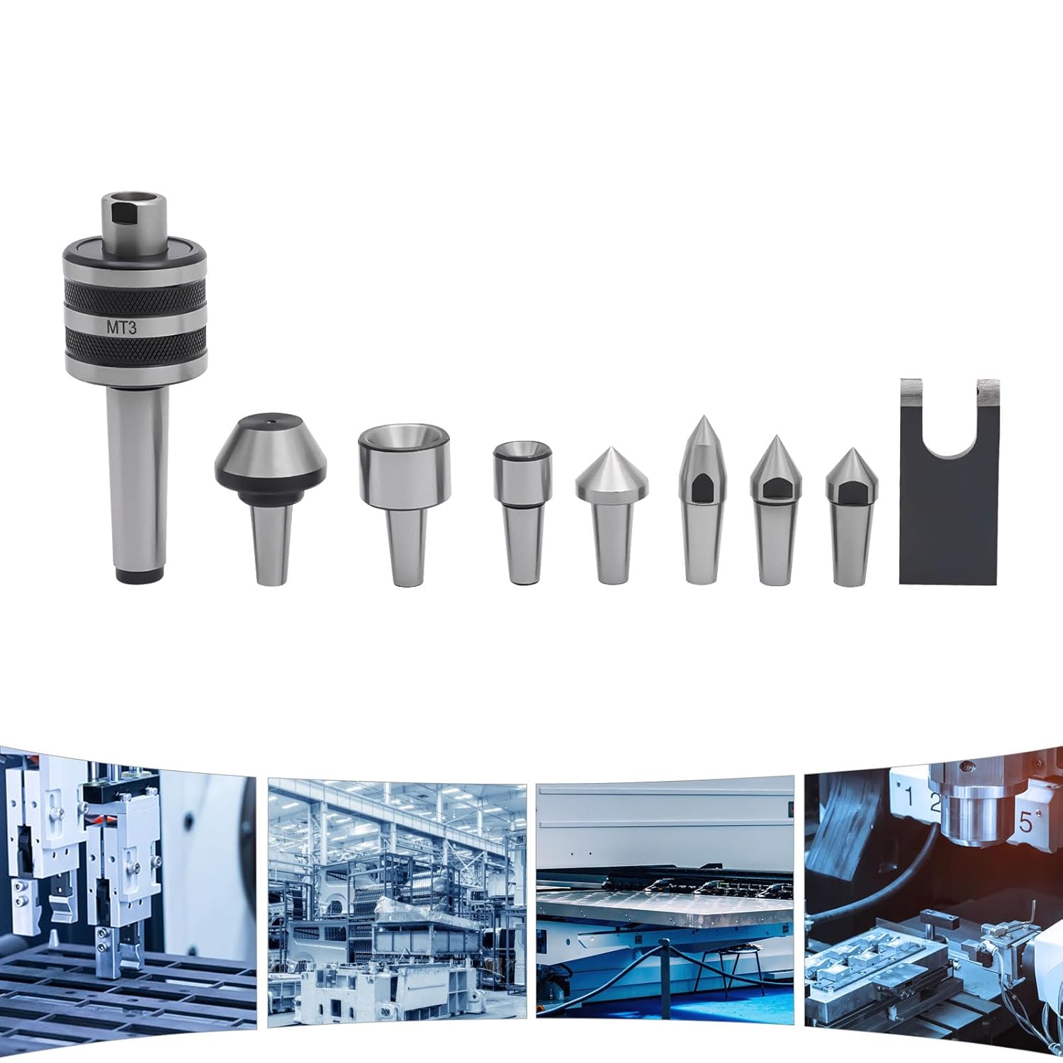 MT3 Live Center Set MT3 Rotary Center Set - 0.0004in Accuracy Medium Duty Live Center Morse Taper for High-Speed Lathes CNC Lathes and General Manual Lathes Milling Machine