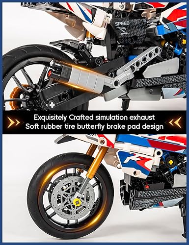 Miniatura 5 de SEMKY Juego de bloques de construcción MOC de motocicleta serie M, 521 piezas, modelo de motocicleta deportiva, regalos para fanáticos de la