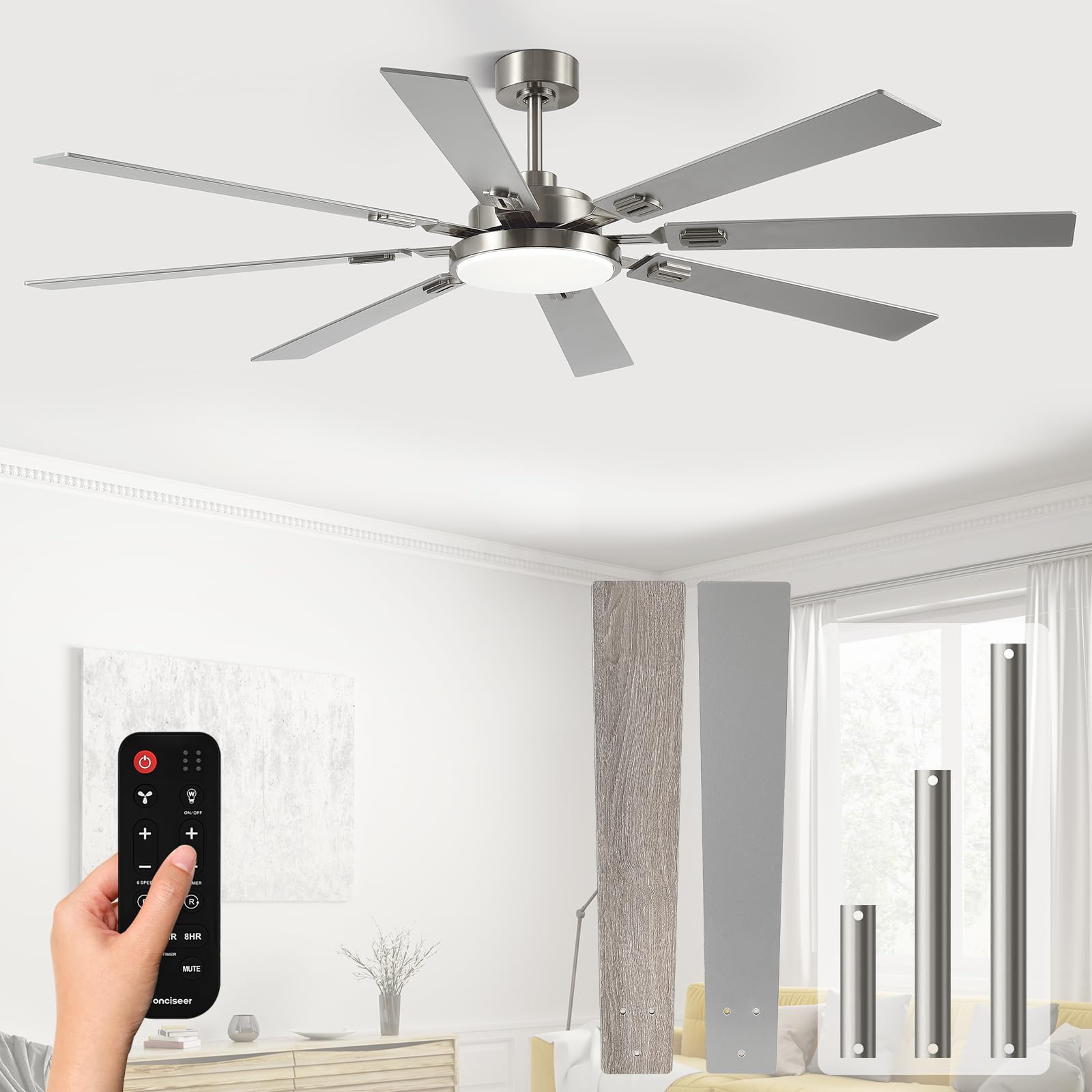View 1 of ***FACTORY SEALED - OPENED FOR INPSECTION*** Conciseer 72 Inch Ceiling Fan with Light and Remote