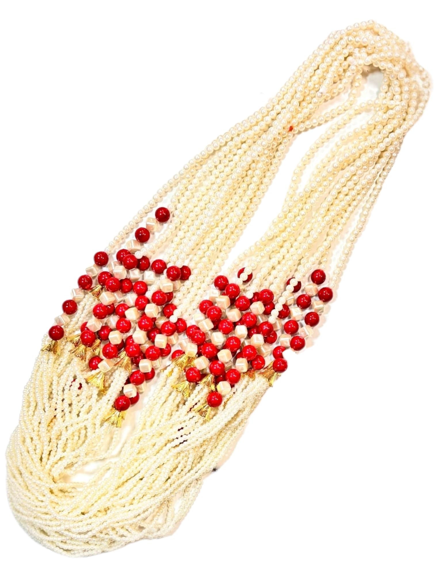 PATWA TRADERS Pack of 12 Swagat Mala for Baratis - Handmade with Pearl Beads