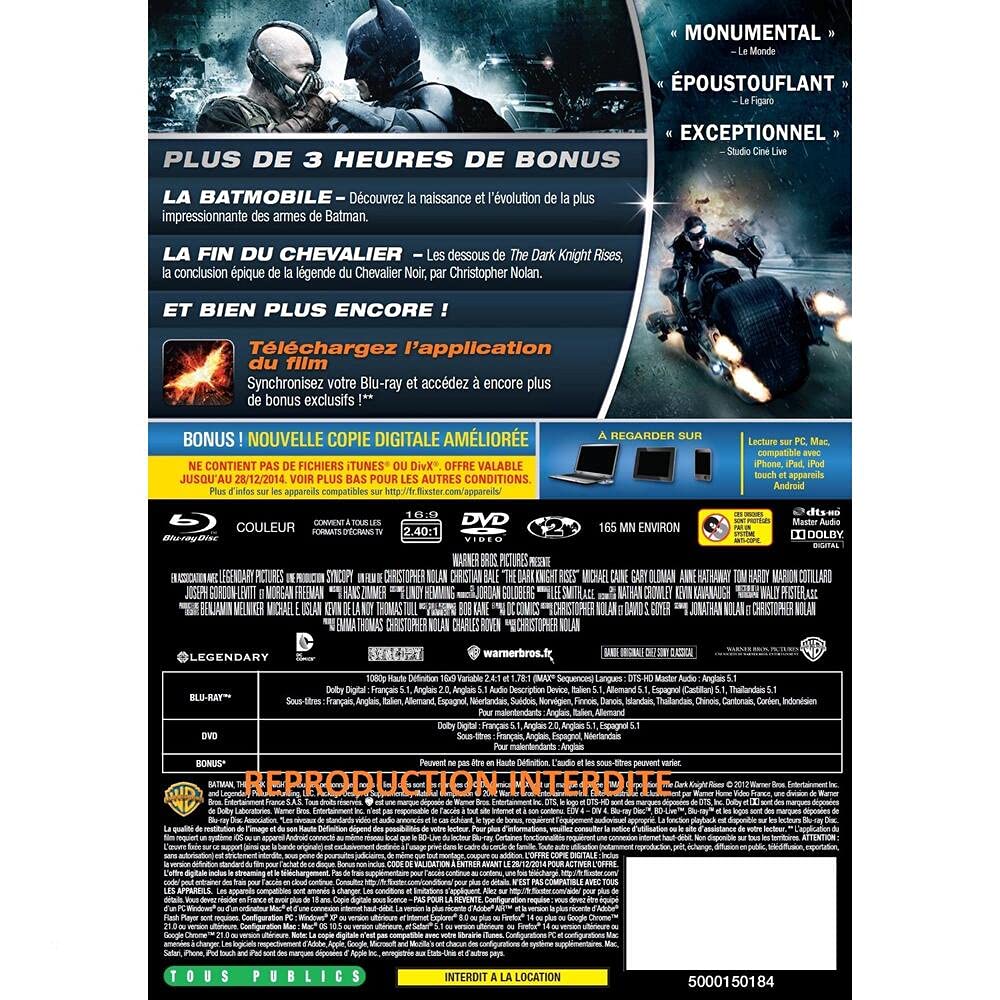 Batman - The Dark Knight Rises - Édition limitée boîtier métal (Blu-Ray + DVD + Copie Digitale)