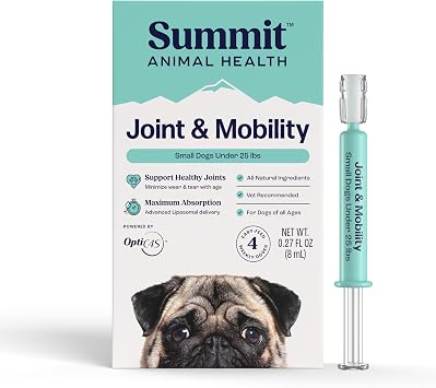 مكمل Summit Canine Joint and Mobility للكلاب الصغيرة، سائل طبيعي بالكامل من الكوندرويتين مع توصيل ليبوسومي لعلاج التهاب المفاصل ودعم الورك والمفاصل، فيتامين للكلاب <25 رطلاً