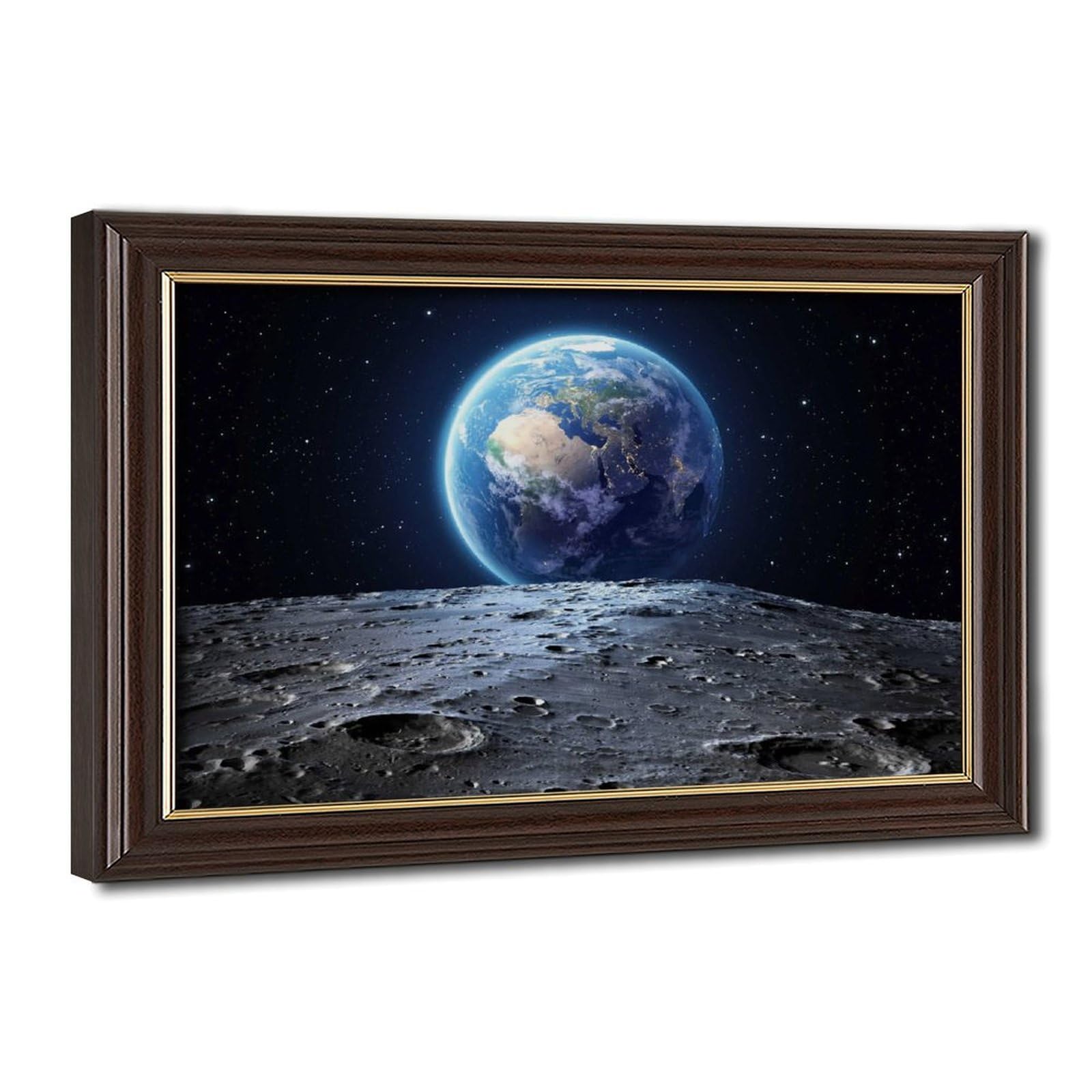 Bareronor Earth And The Moon Canvas Poster Bedroom Decor Landscape Office Room Decor Gift 24" L X 36" W