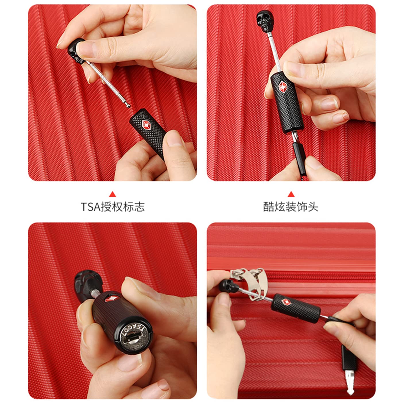 CFMOUR Serrures TSA - 1, 2, 3, 4, 5, 6 Pack Cadenas de sécurité à combinaison de câble de voyage à 3 cadrans pour valise à bagages Sac Code Lock - Noir (Lot de 5
