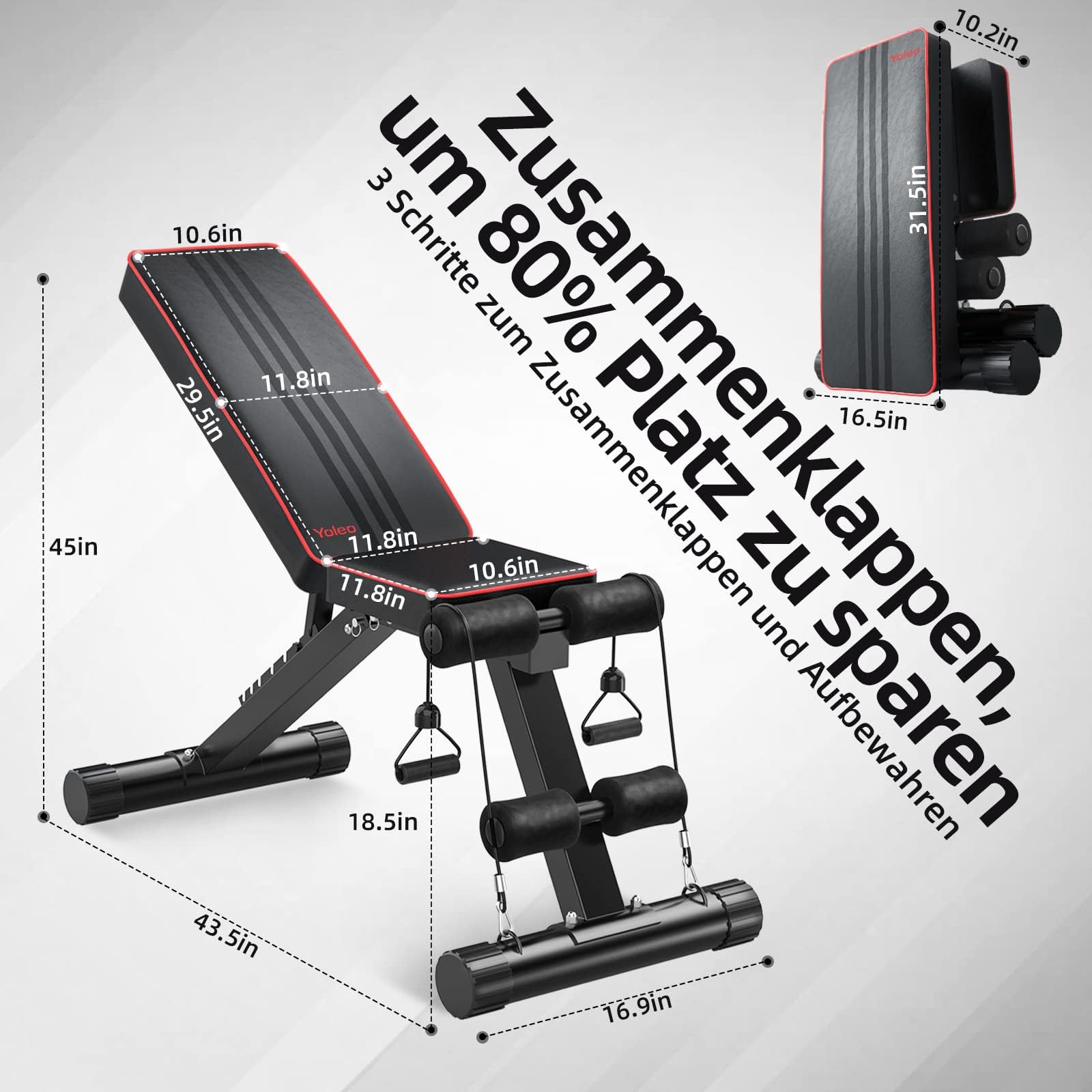 YOLEO Banc de Musculation Pliable Banc réglable pour l'entraînement Complet du Corps Banc inclinable pour Exercice Gymnastique à Domicile/Bureau