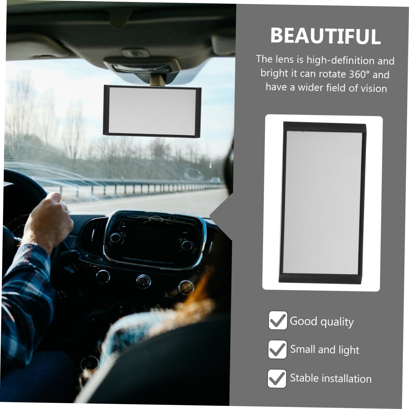 RORPOIR Car Monitor for Rear View Mirror Universal Rearview Auxiliary Mirror Set