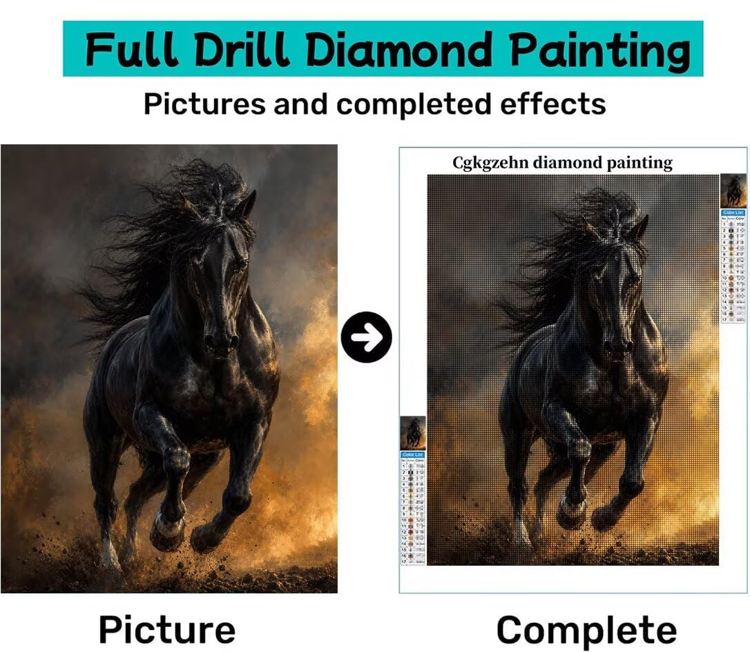 Diamond Painting Caballos, Manualidad Creativa y Relajante 90x120cm C8-9