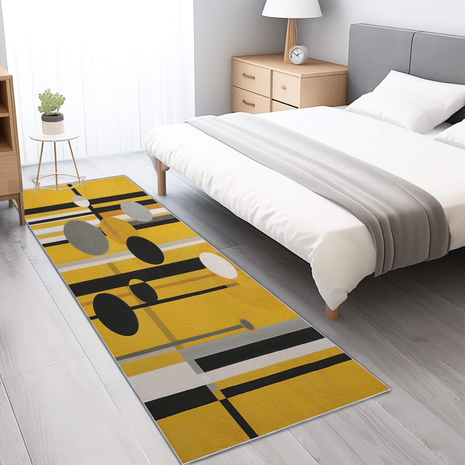Tapis couloir jaune 80x200 cm pour chambre adulte intérieur et cuisine