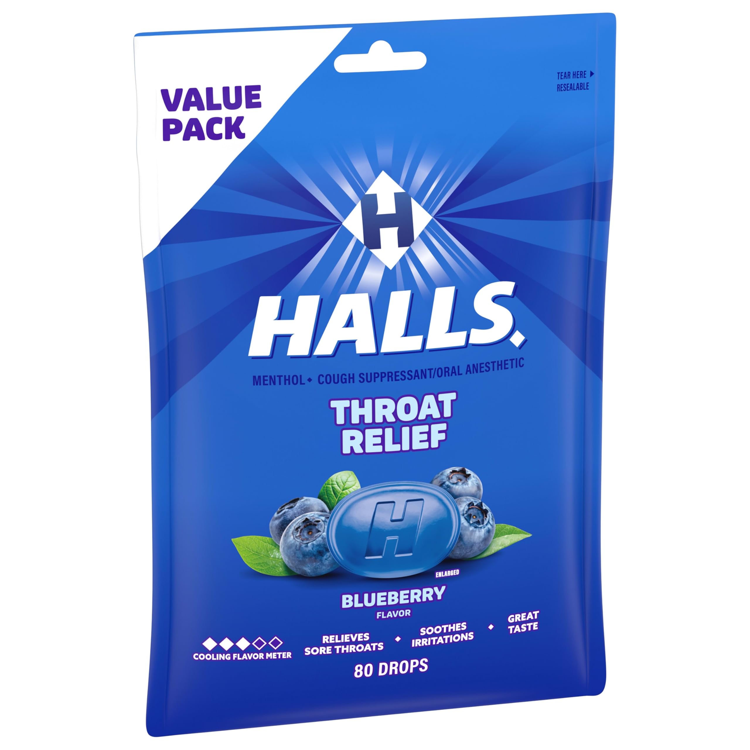 HALLS Throat Relief Blueberry Cough Drops, Value Pack, 80 ct — Amazon image 11