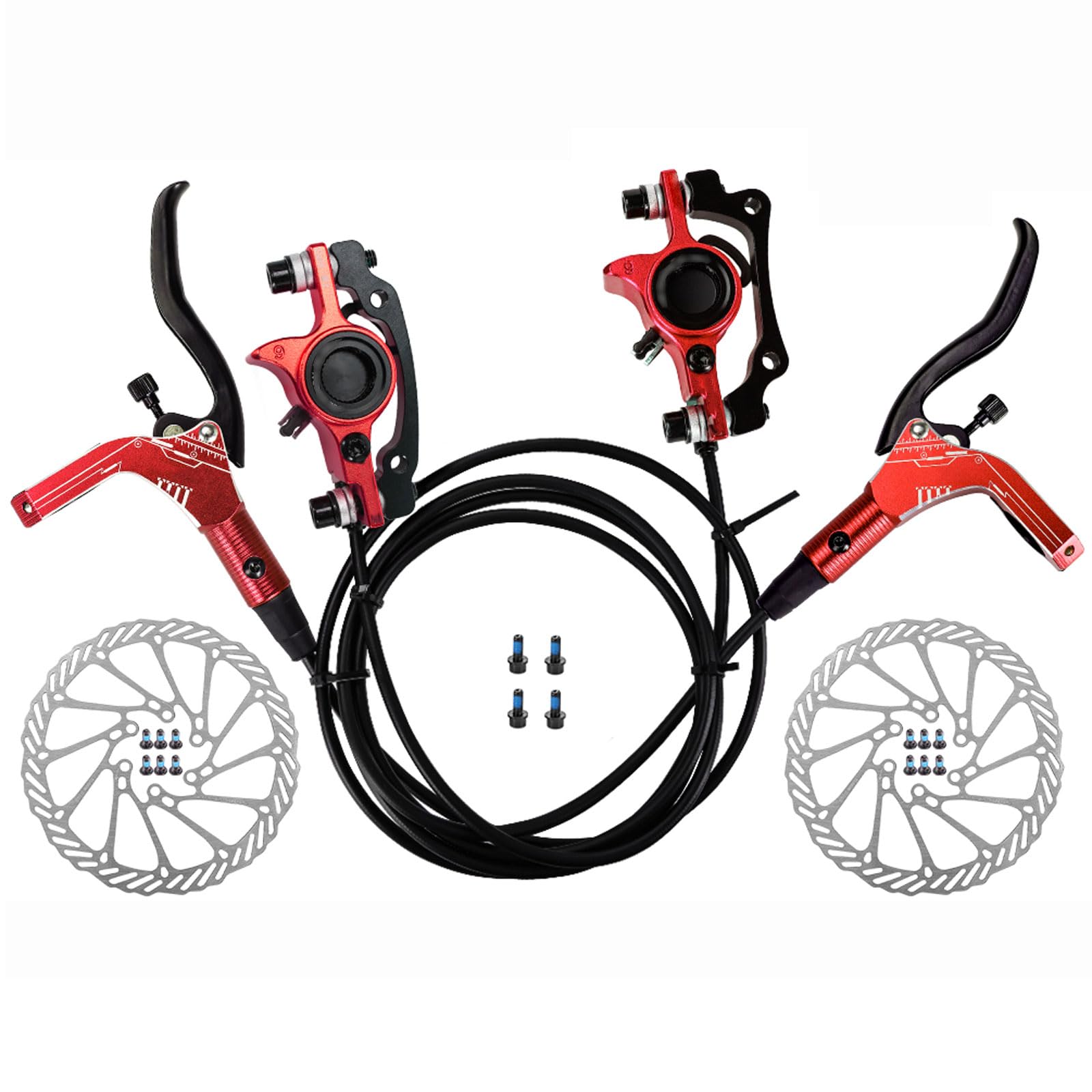 Juego de Frenos de Disco hidráulicos for Bicicletas de montaña: 1 par de Frenos Delanteros y Traseros MTB con rotores de 160 mm
