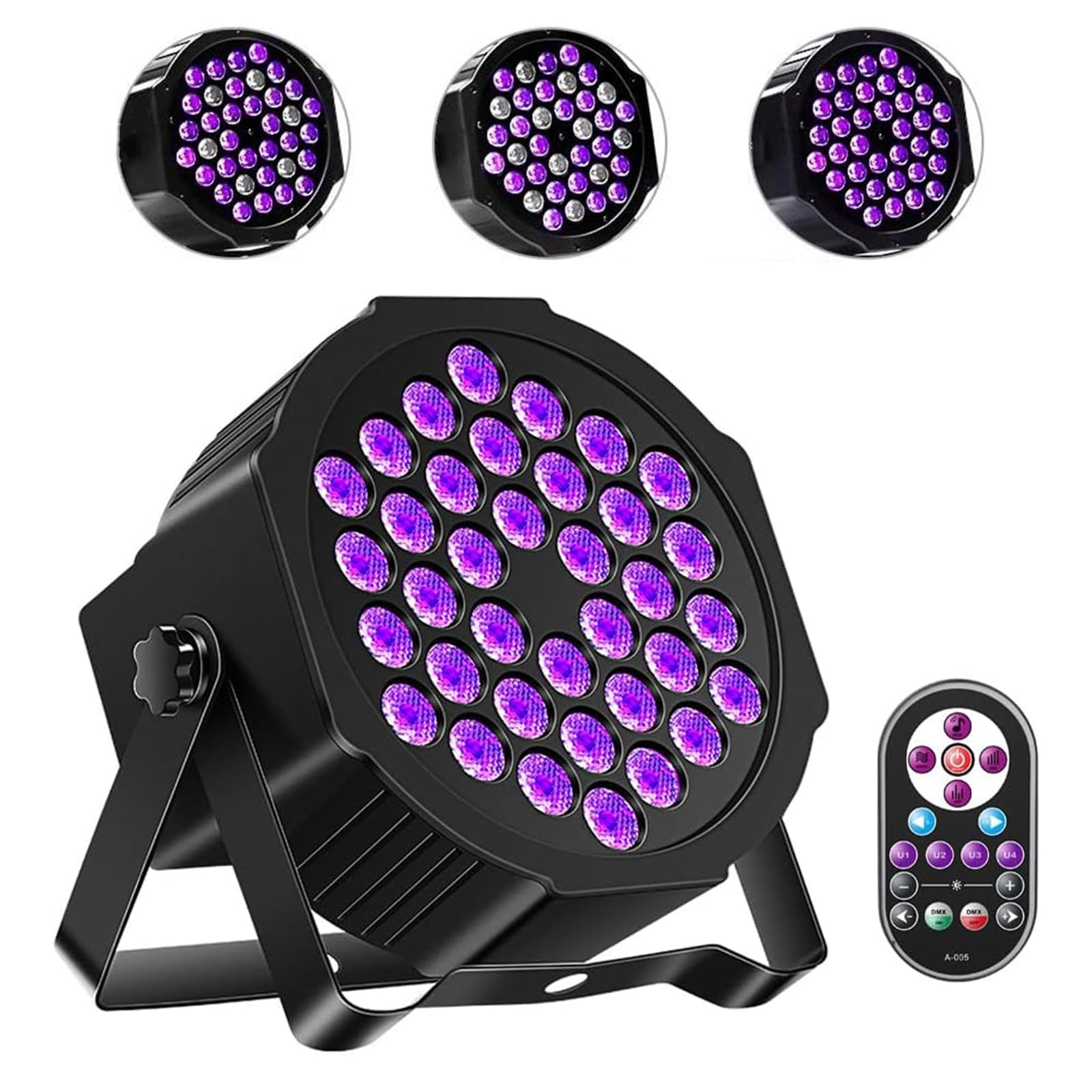 Luce Nera UV, 36 LED UV Par Luci del Palcoscenico DMX con Telecomando Faro UV Par LED per Feste,Bar, Palcoscenici, Natale, Halloween, Matrimoni (1 Pezzo)