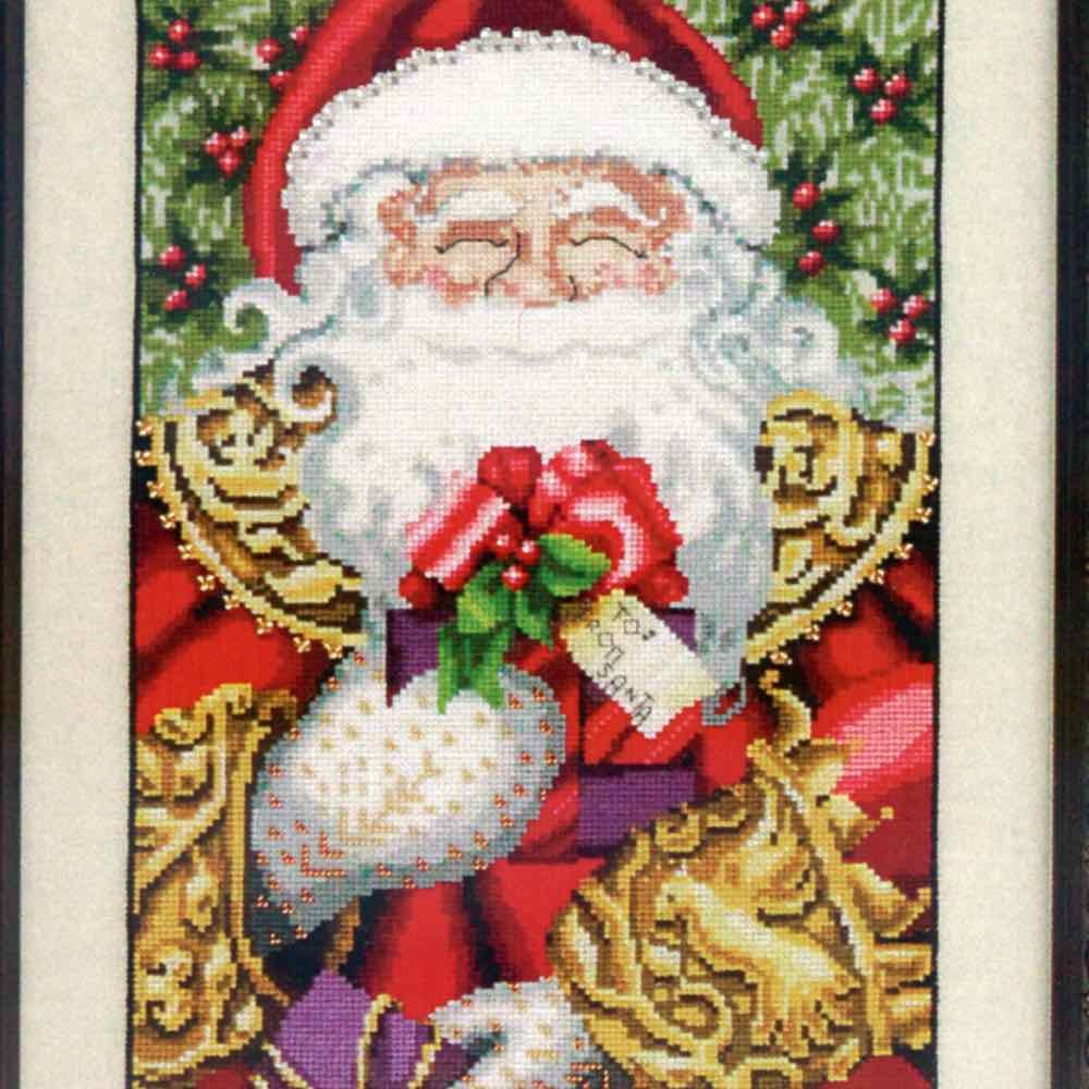 Amazon.com: Mirabilia Designs Santa Claus Linen Kit Beaded Counted