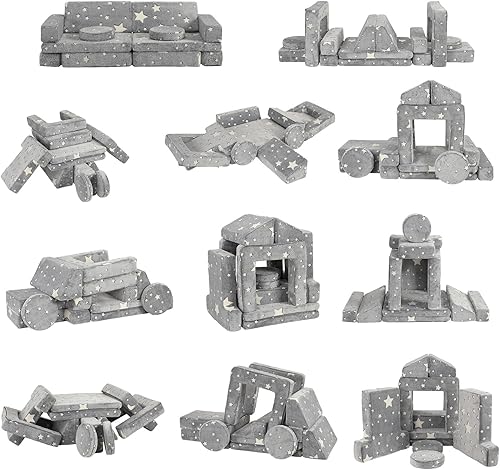 Miniatura 17 de Sofá modular para niños pequeños, muebles imaginativos para dormitorio, sofá infantil para jugar, dormir, niñas y niños pequeños, gris Gris,Glow