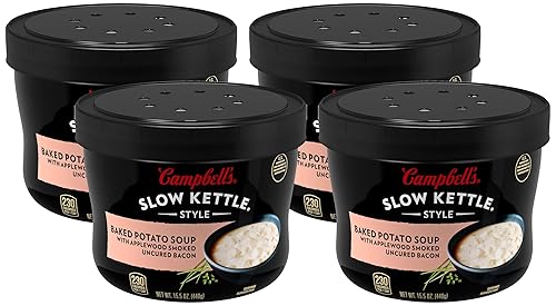 Campbell's Slow Kettle Style - Sopa de papas al horno con tocino ahumado sin curar de madera de manzano, cuenco para microondas de 15.5 onzas