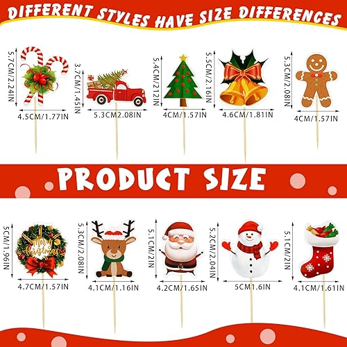 Miniatura 3 de 100 piezas de decoración de cupcakes de Navidad, decoración de pasteles de Navidad, palitos de magdalena para decoración de muñeco de nieve, Papá