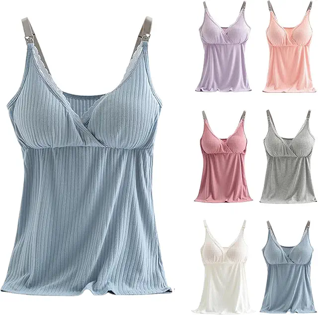 Camiseta de lactancia sin mangas para mujer, cuello en V y tirantes ajustables