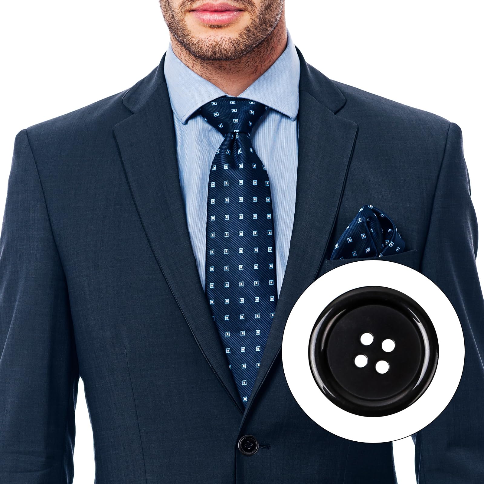 Furuising 140Pcs Large Black Buttons - Image 3