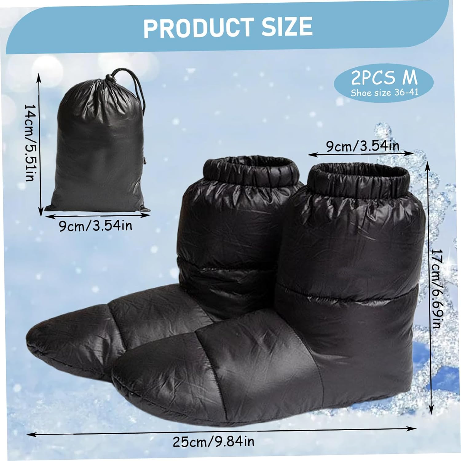 Down Booties Being Worn Outdoors