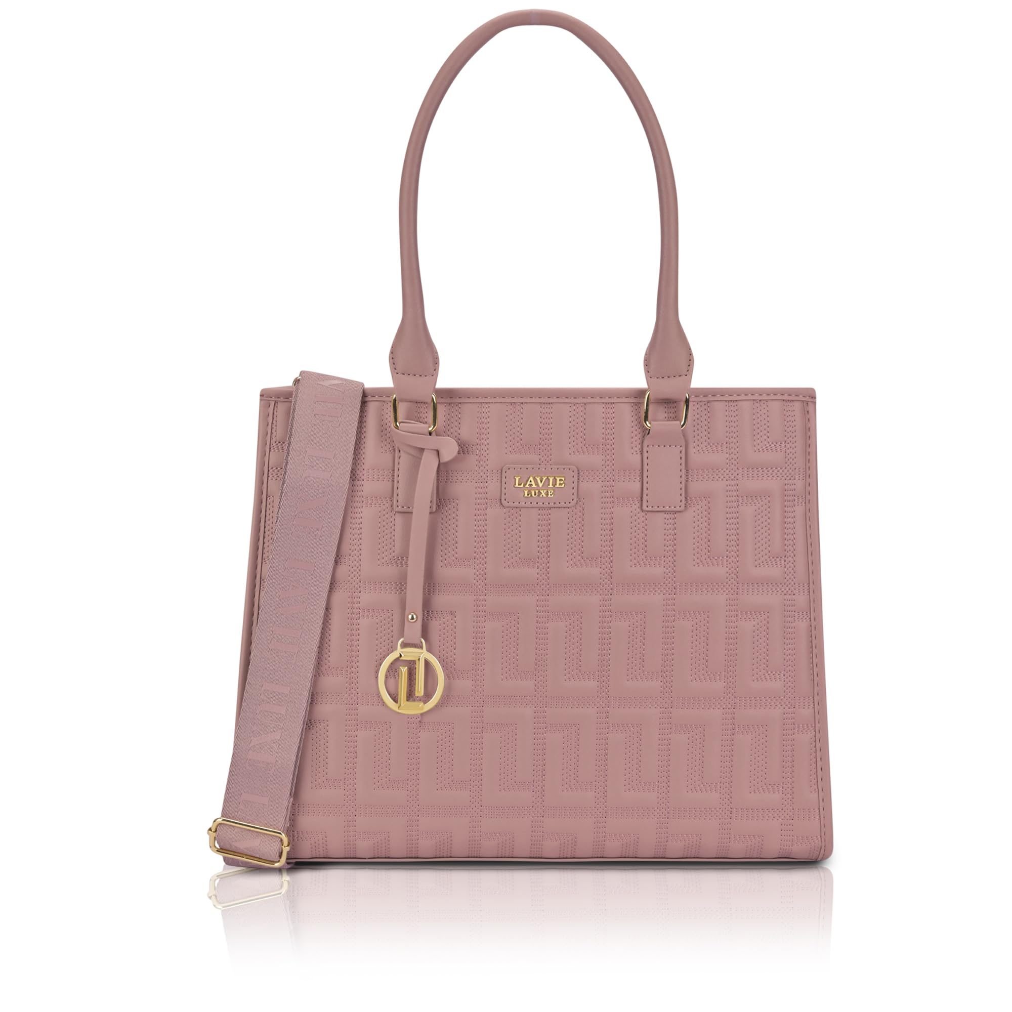 lavie luxe Women's Quid 3 Compartment Medium Quilted Satchel Handbag for Women | Satchel Bag for Work | Ladies purse | Stylish Shoulder Bag | Ladies Gift-picture-11